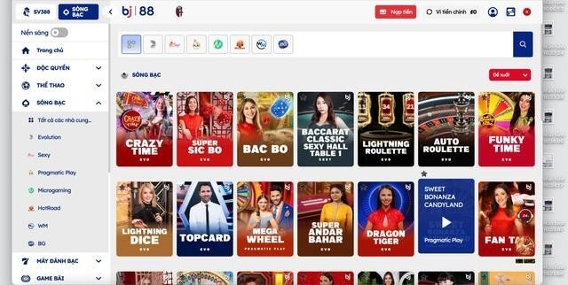 Bước 2 Tham khảo danh sách game cược casino có sẵn và nạp tiền