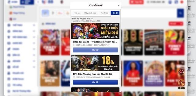 Khuyến mãi đá gà với giá trị thưởng cực khủng