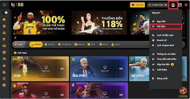 Rút tiền dễ dàng tại BJ88